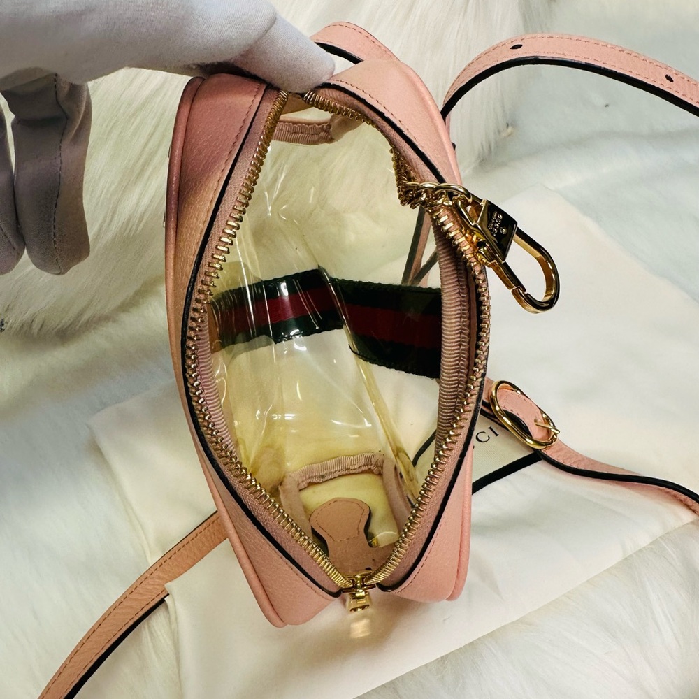 Gucci Pink Clear PVC Crossbody with Web Stripe and Gold Hardware - Picture 8 of 15